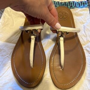 Tory Burch white patent leather thong sandal